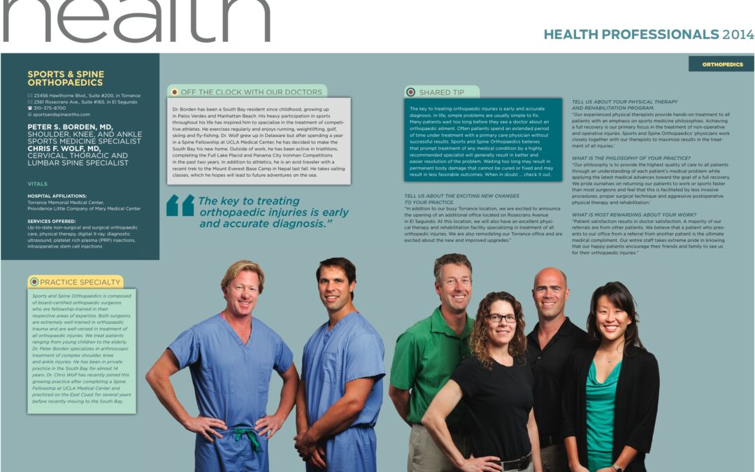 Sports and Spine Featured in Our Southbay Magazine
